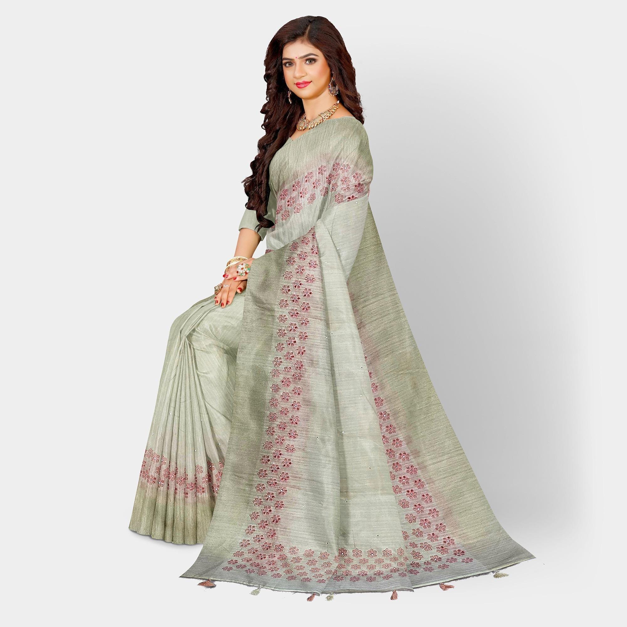 Linen Silk with Cutwork - Pick and Cream