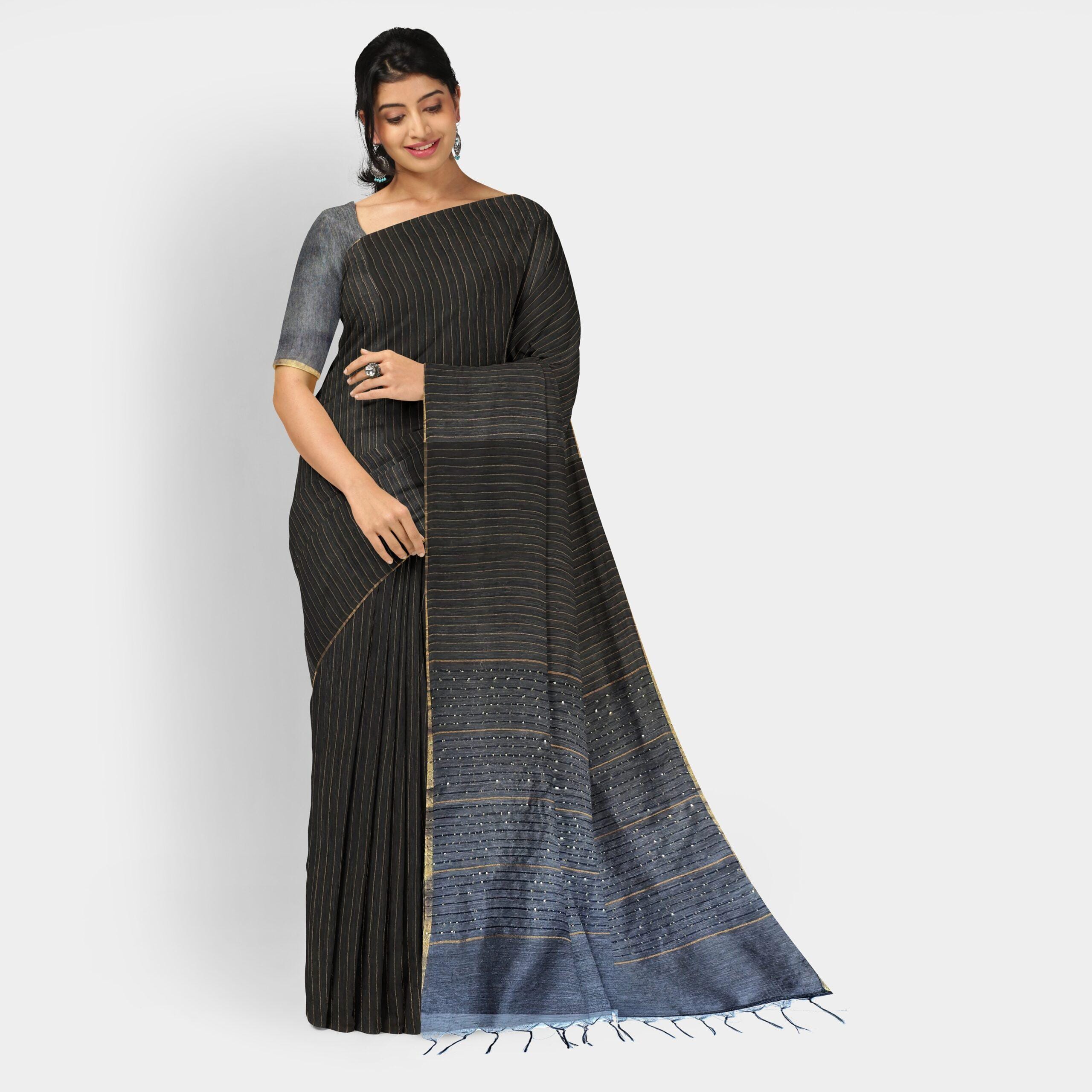 Graceful Gray Art Meghavi Cotton Saree