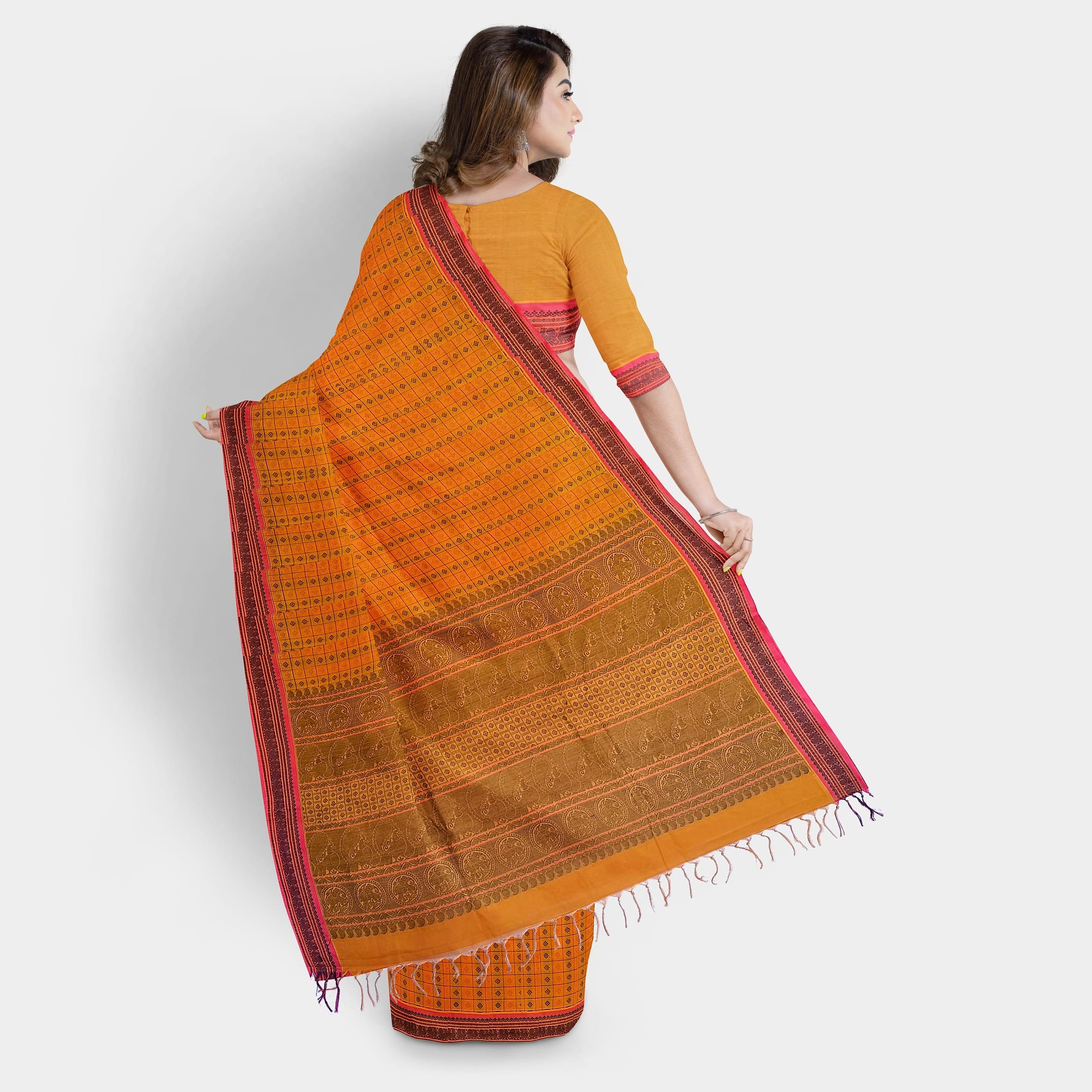 Kanchipuram Cotton Fabric Saree - Image 4
