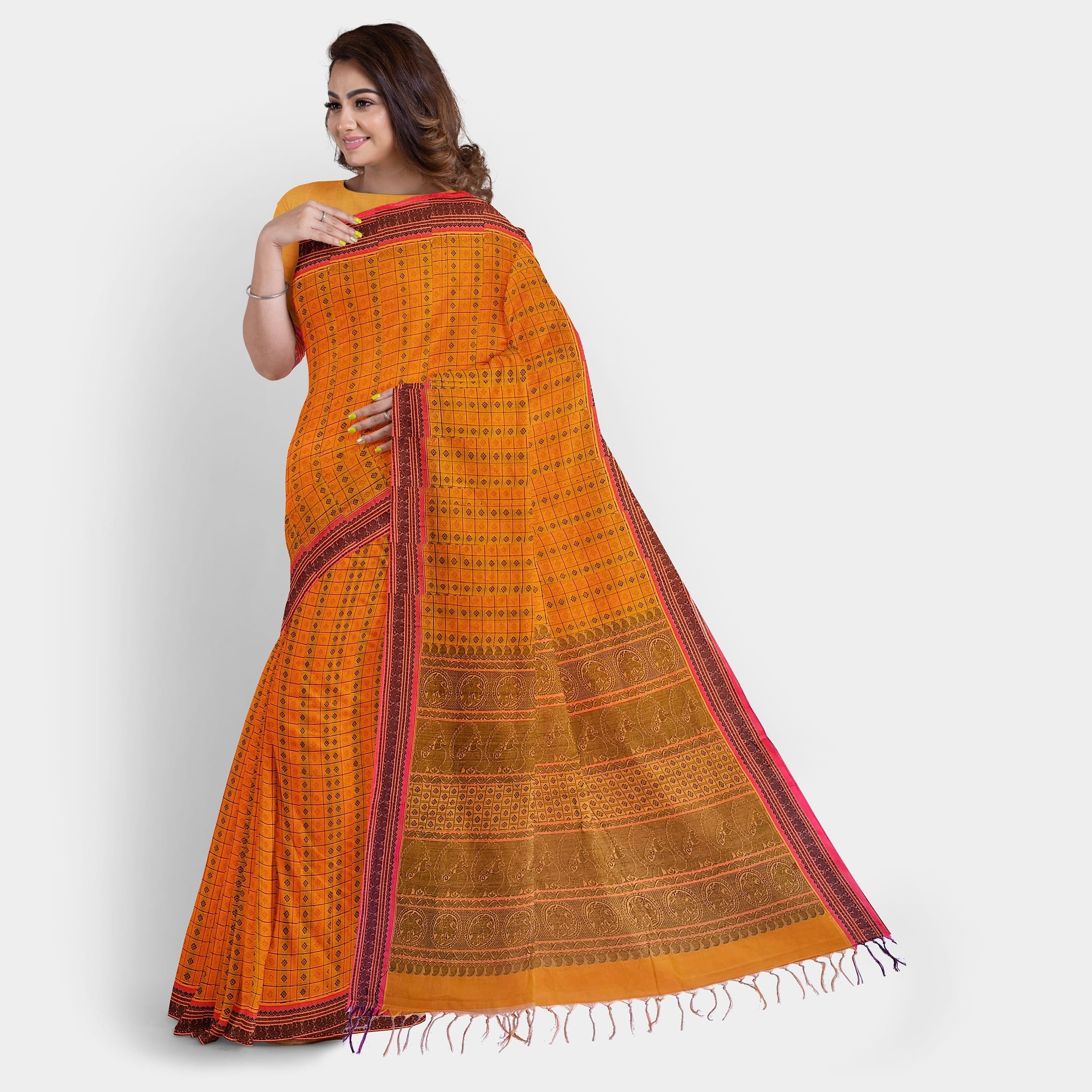 Kanchipuram Cotton Fabric Saree - Image 2