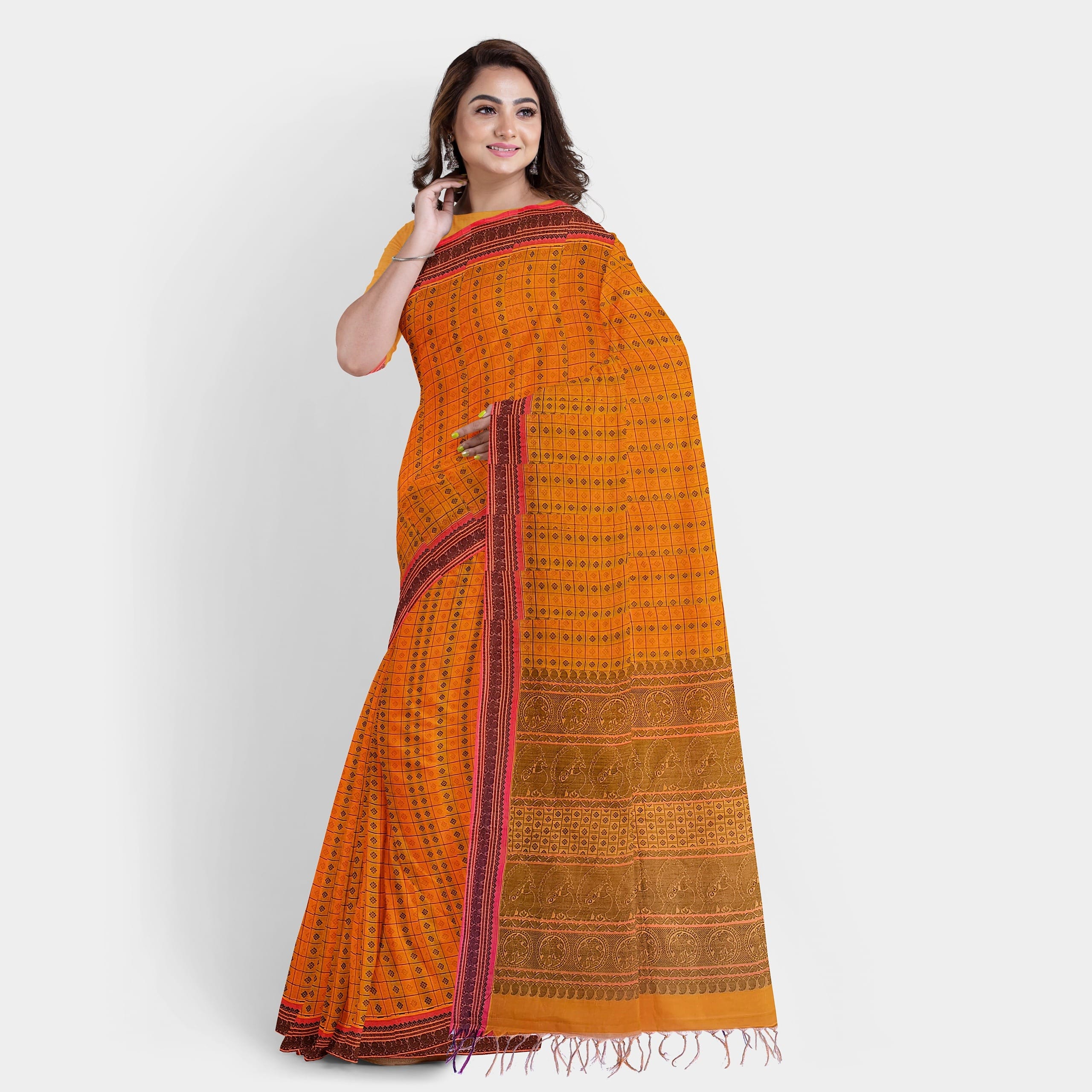 Kanchipuram Cotton Fabric Saree - Image 3