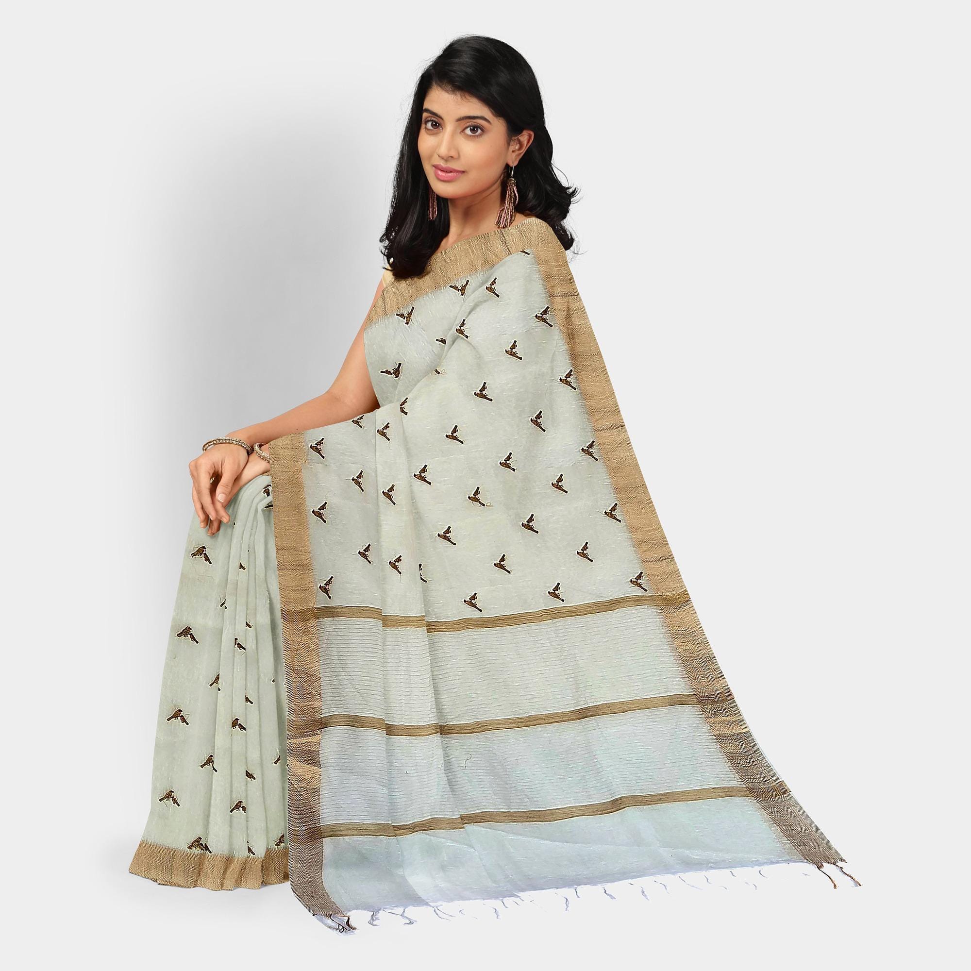 Linen Silk with Threadwork