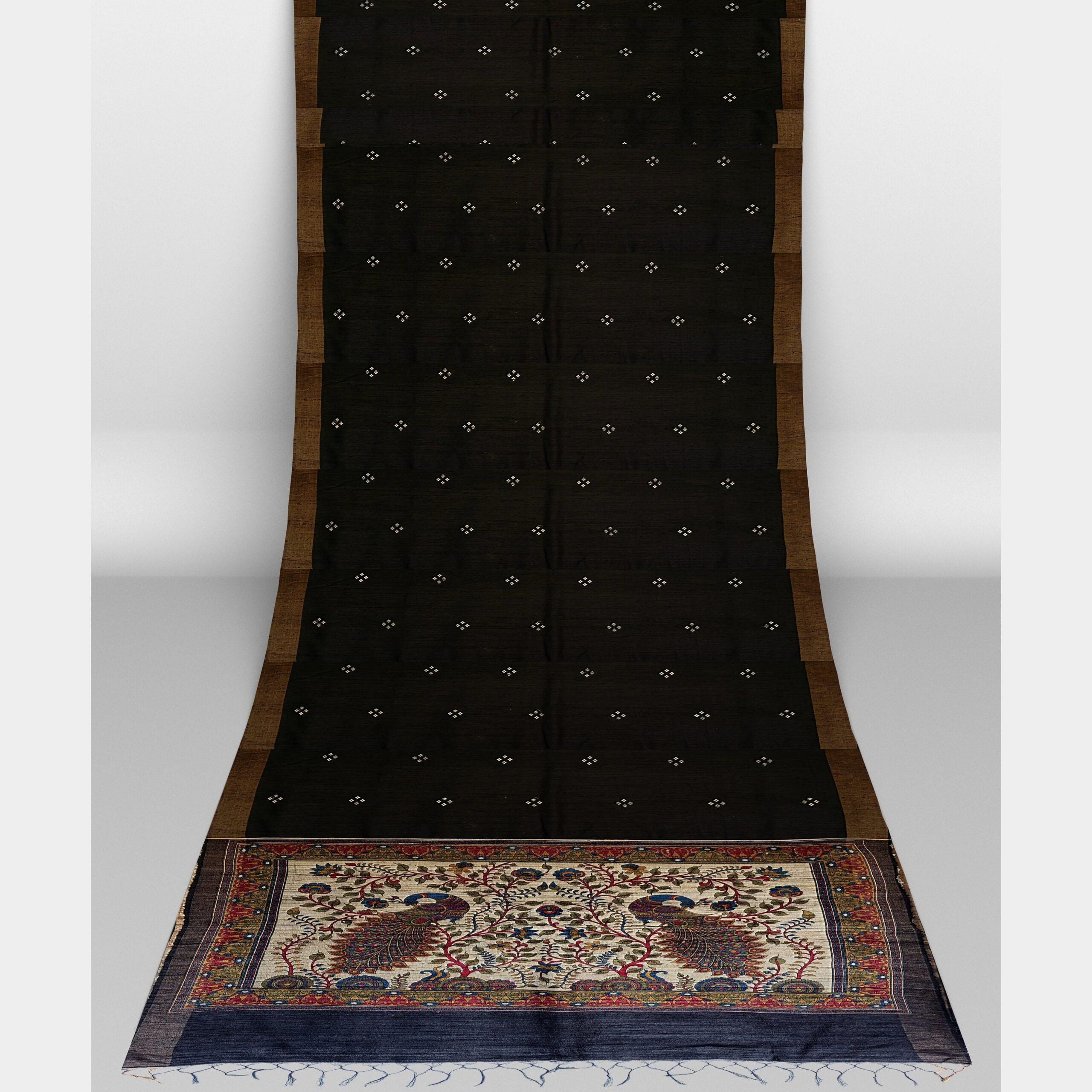 Elegant Black Cotton Saree - Image 7