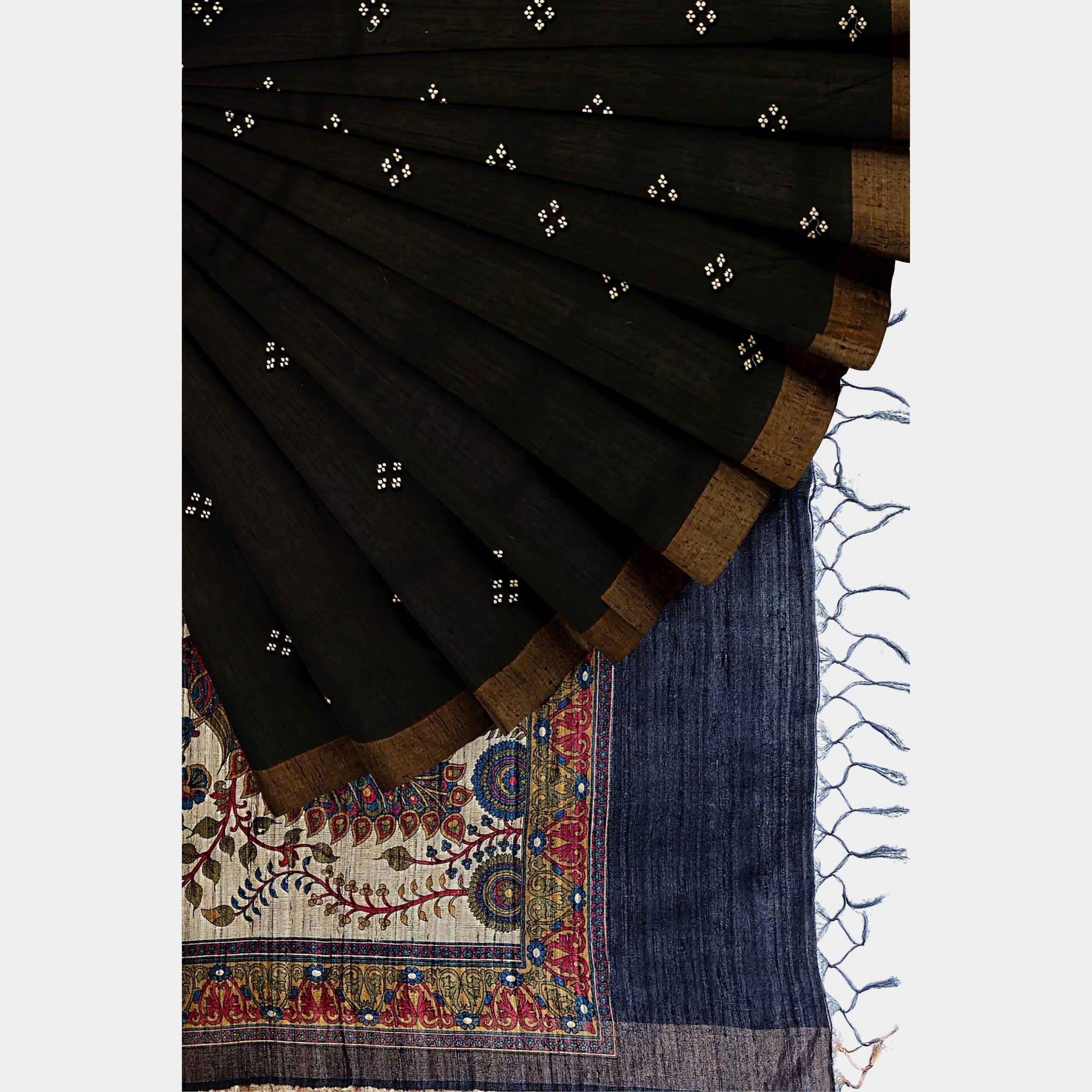 Elegant Black Cotton Saree - Image 8