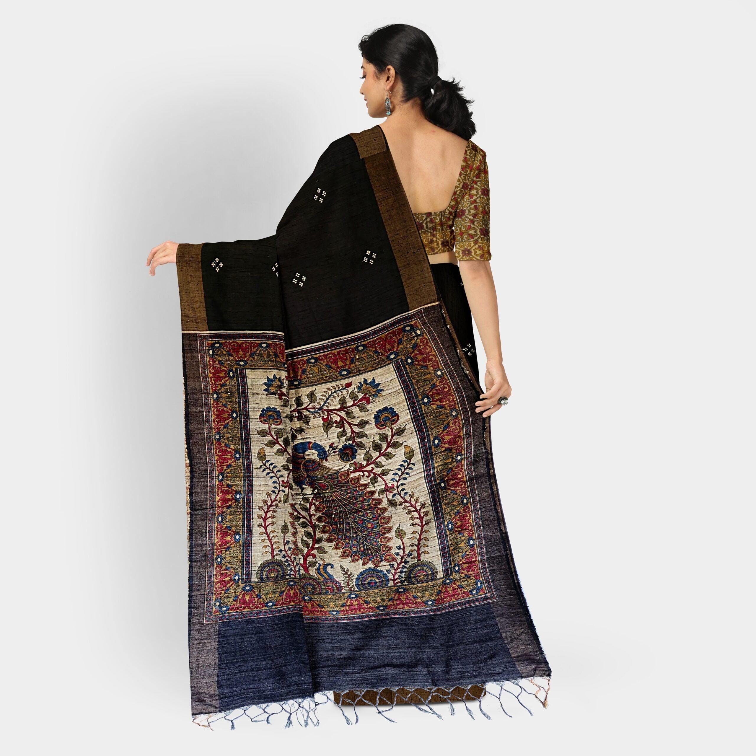 Elegant Black Cotton Saree - Image 5