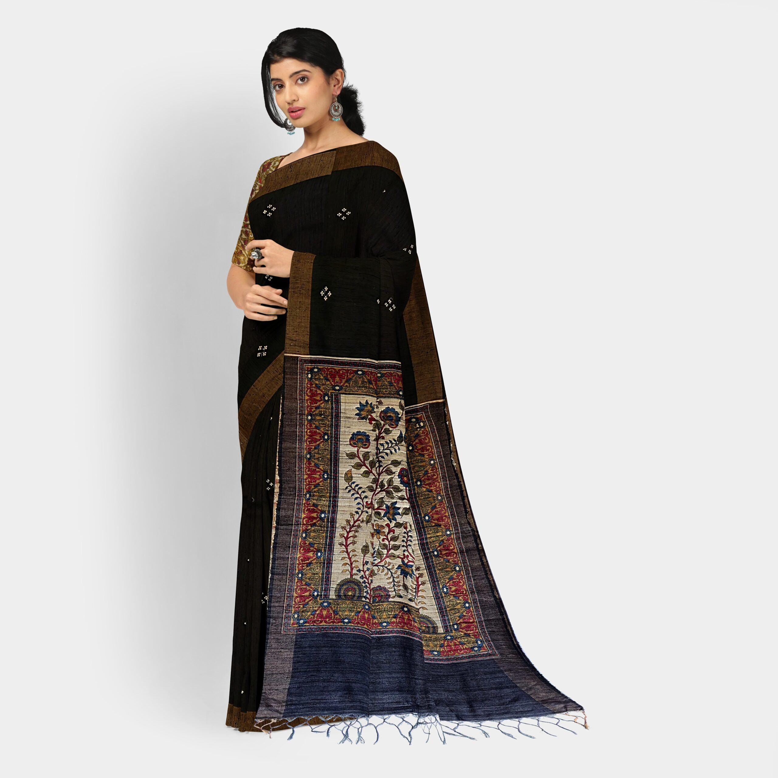 Elegant Black Cotton Saree