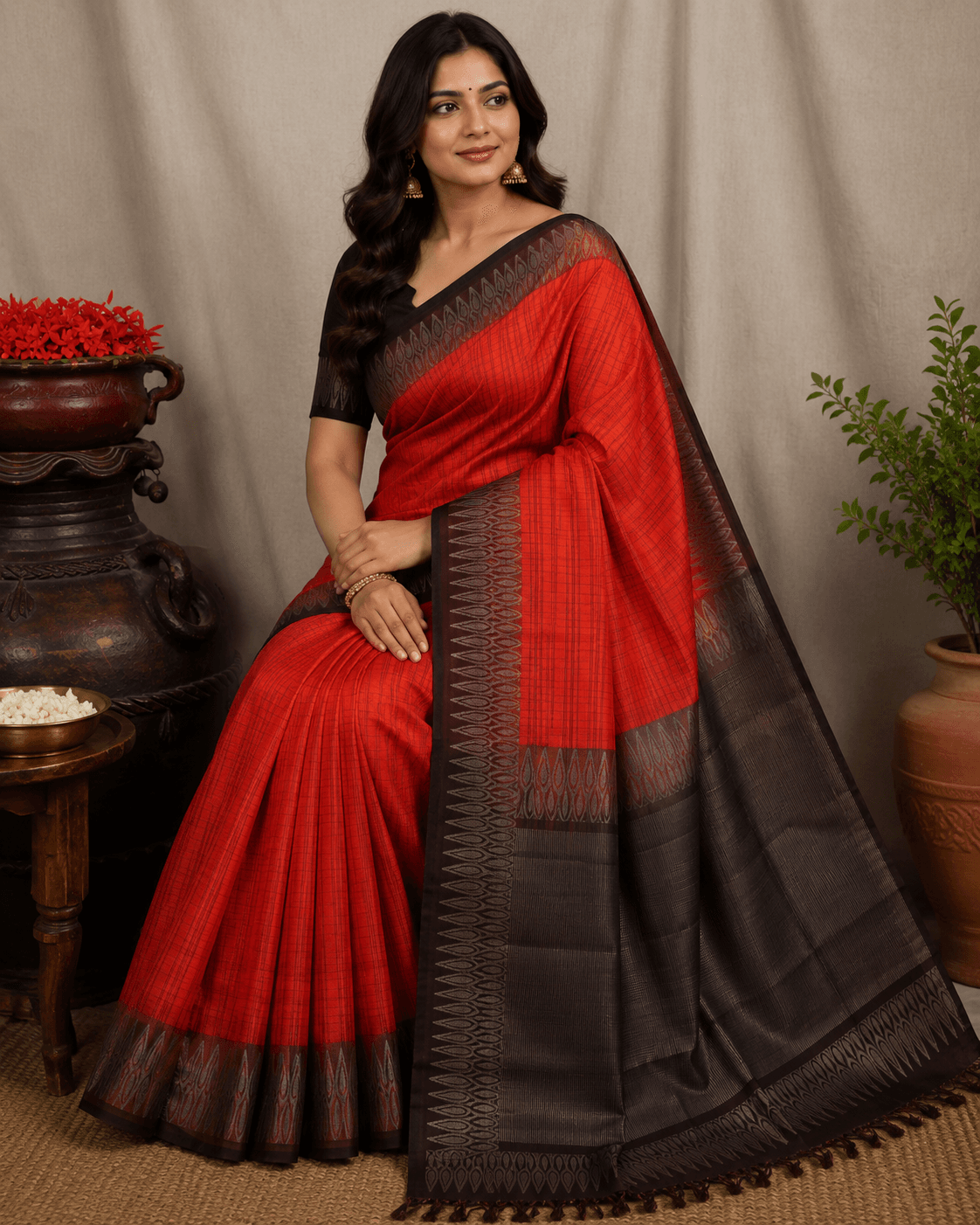 Burnt Orange Kanchipuram Silk (Pattu)