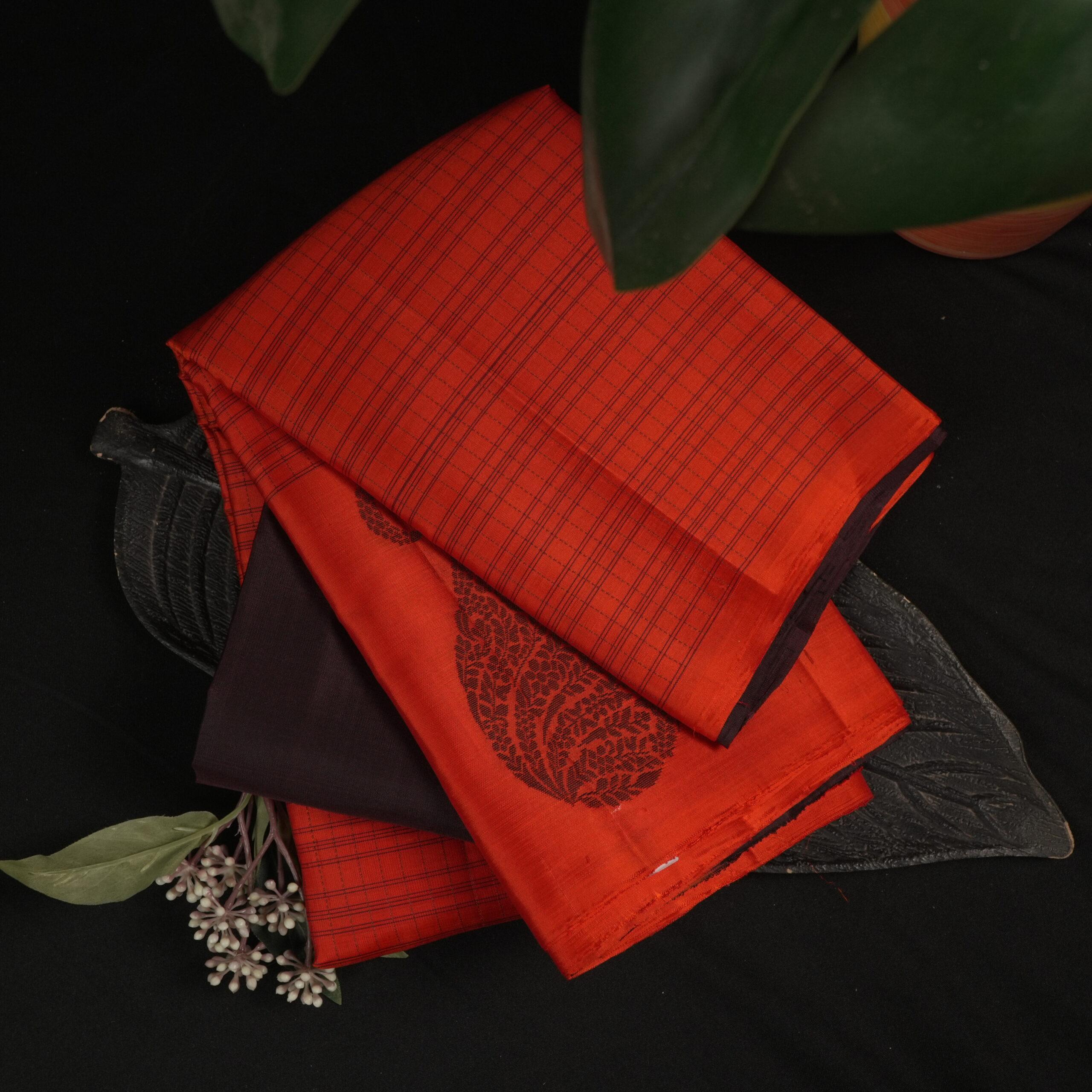 Burnt Orange Kanchipuram Silk (Pattu)