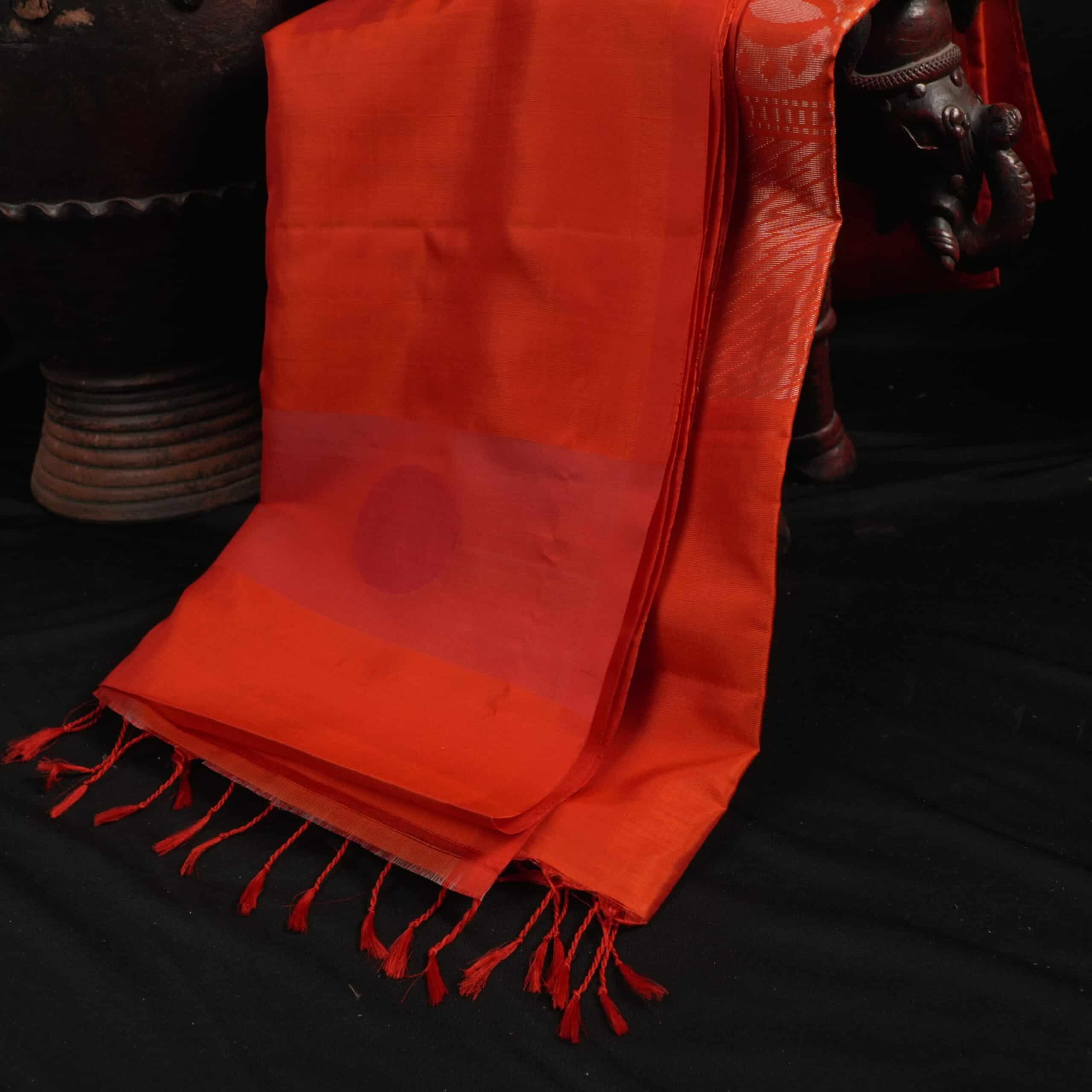 Kanchipuram Silk Saree – Festive Orange