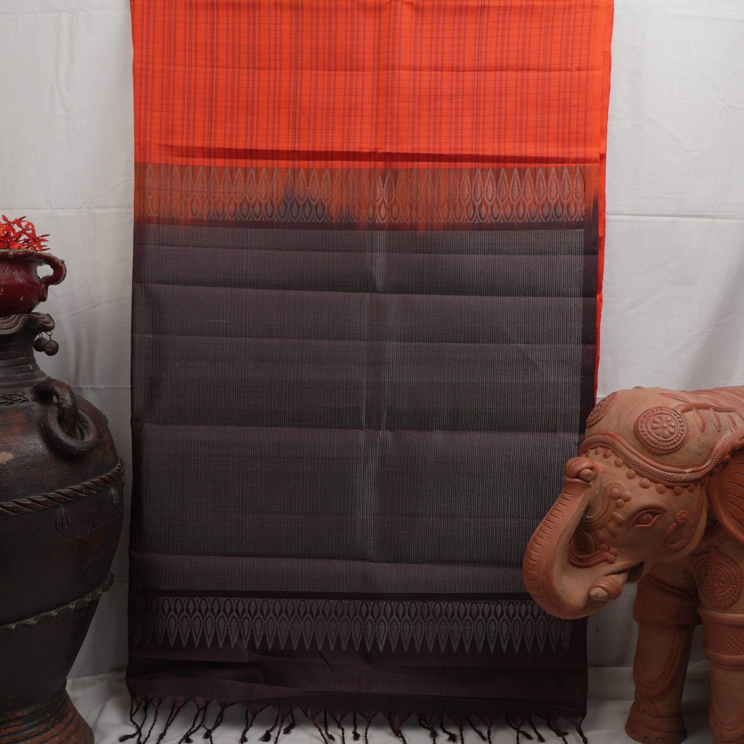 Burnt Orange Kanchipuram Silk (Pattu) - Image 2