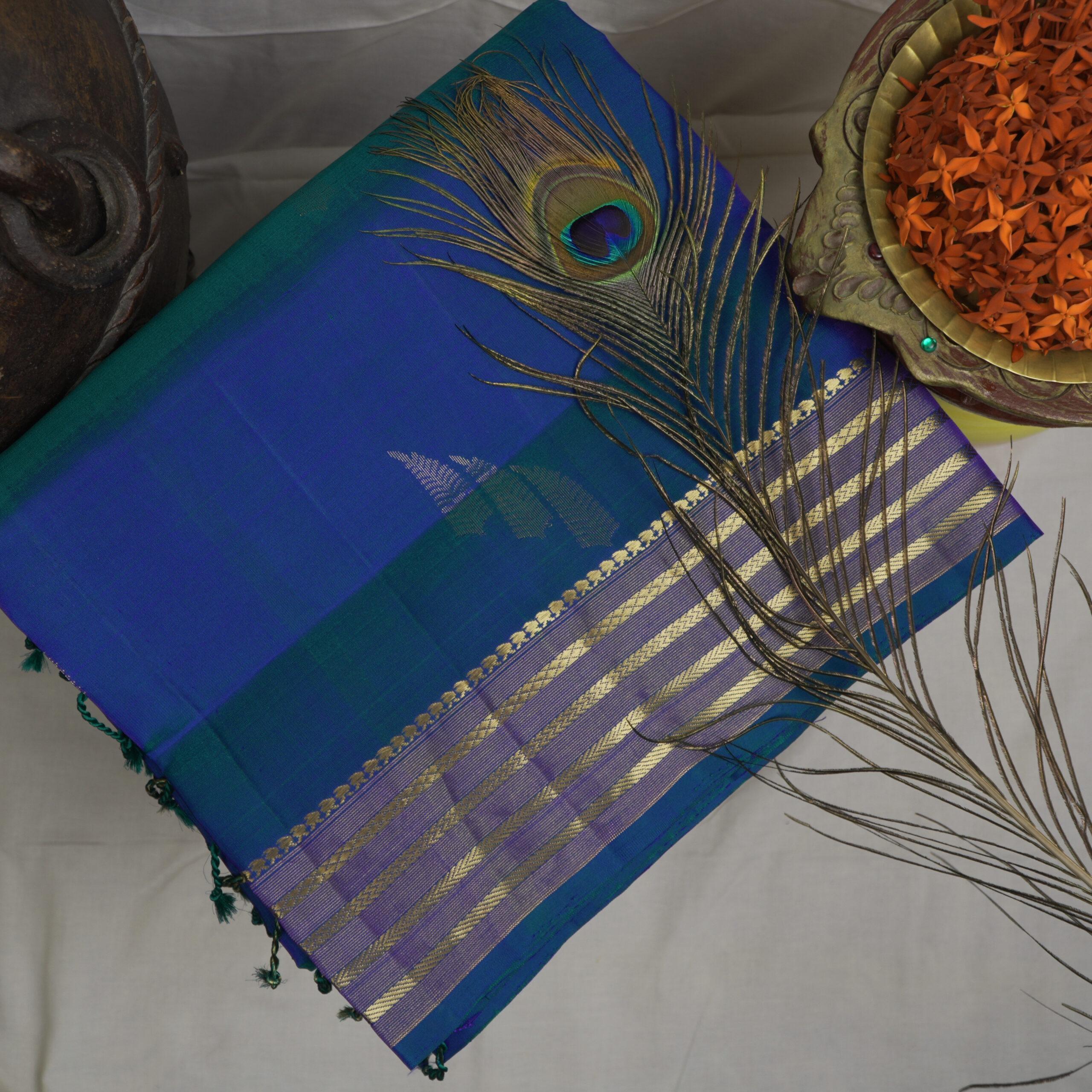 Kanchipuram Silk – Royal Blue & Teal Elegance