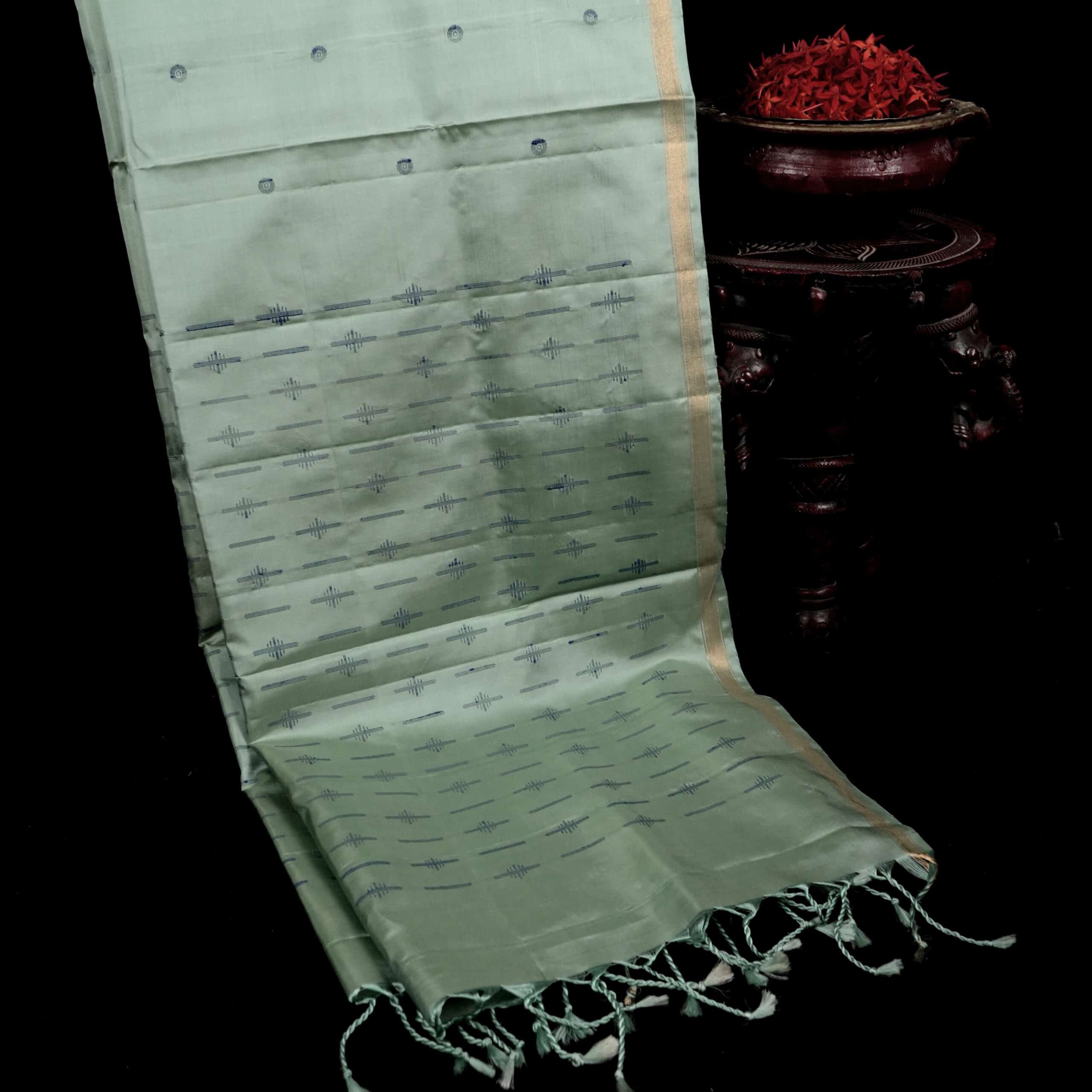 Soft Kanchipuram Silk Saree – Pastel Green with Subtle Zari Accents