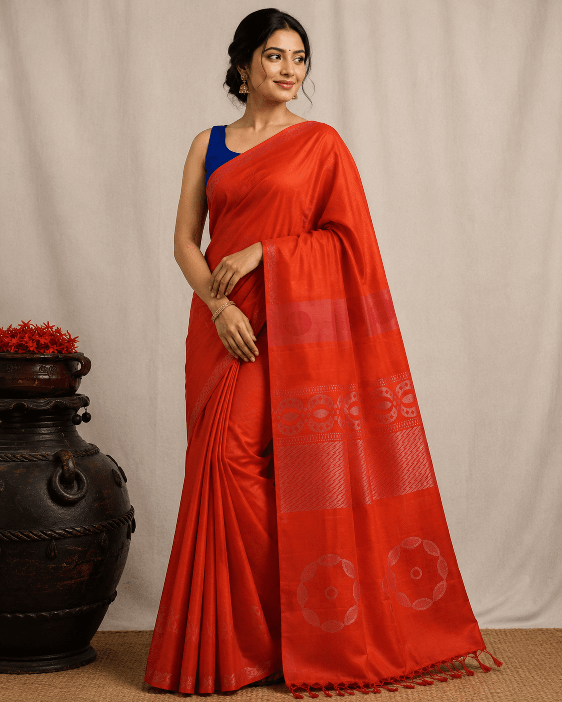 Kanchipuram Silk Saree – Festive Orange