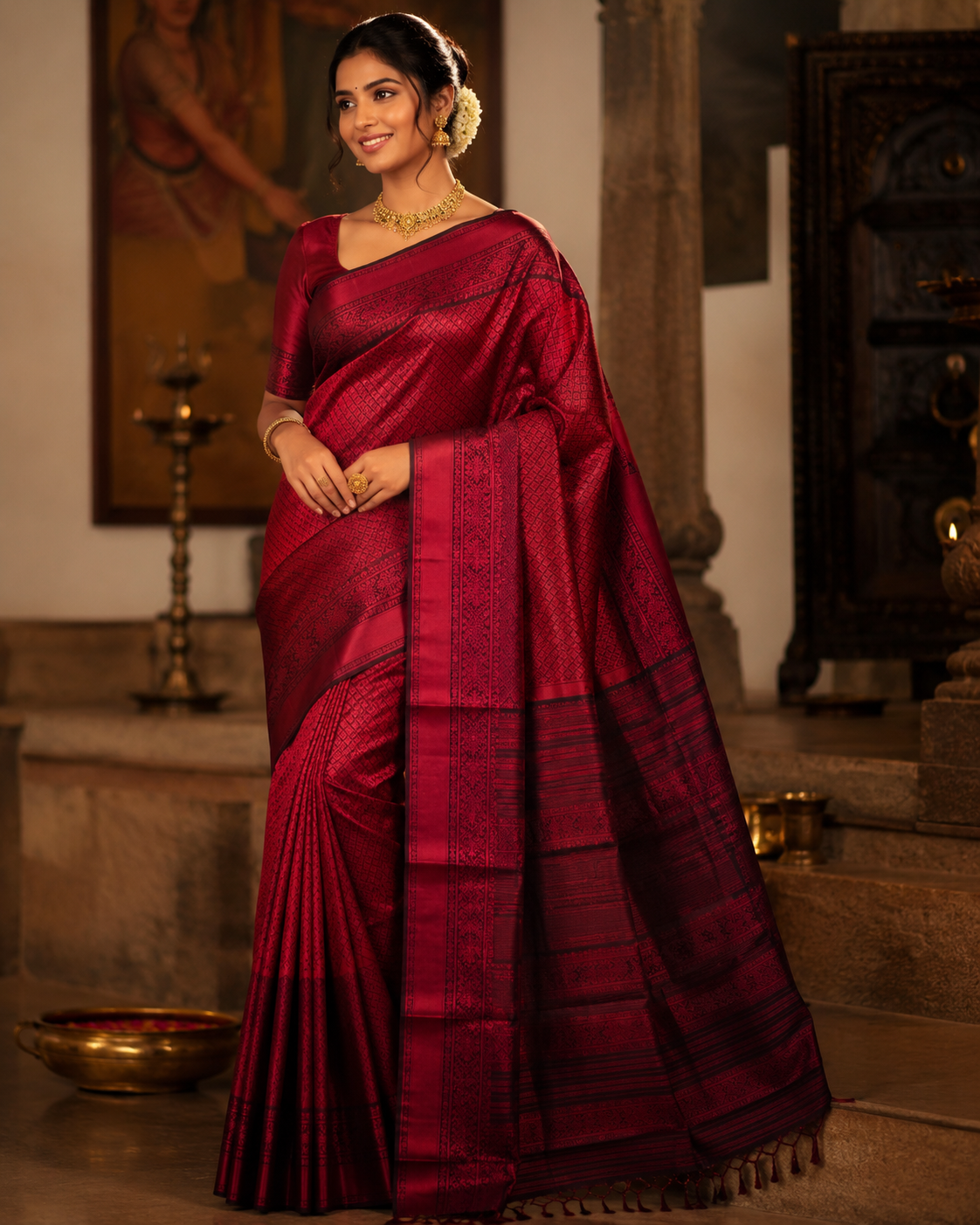 Royal Maroon Kanchipuram Silk Saree