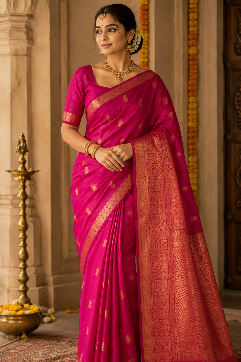 Rani Pink Kanchipuram Pattu Saree